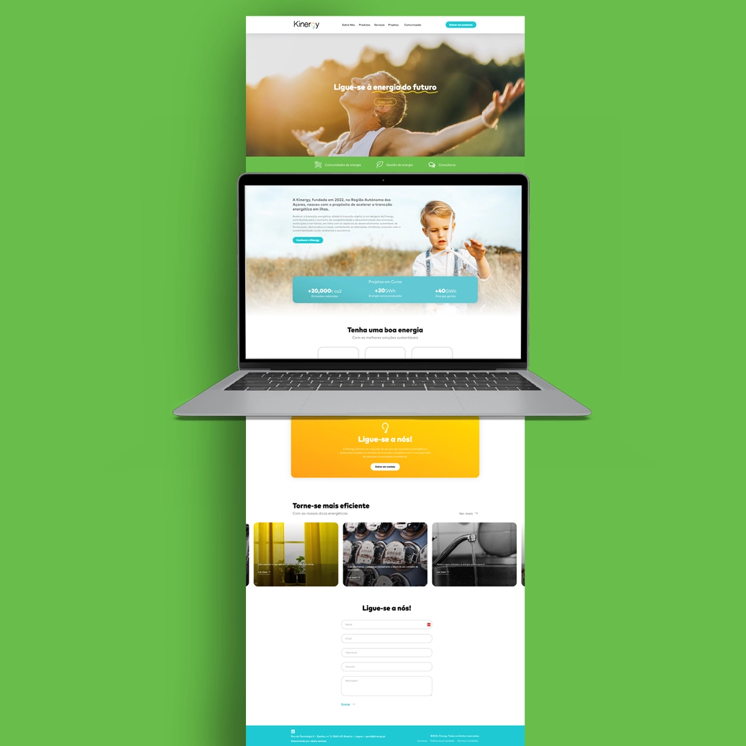 Kinergy - Website mockup desktop